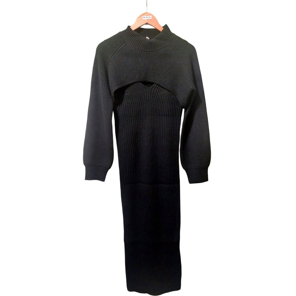 NWT Umgee 2PC Knit V-Neck Dress W/ Cropped Pullover Sweater~Stretch~Large - Picture 2 of 8